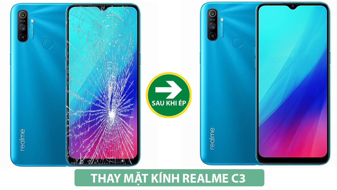 thay mặt kính realme c3