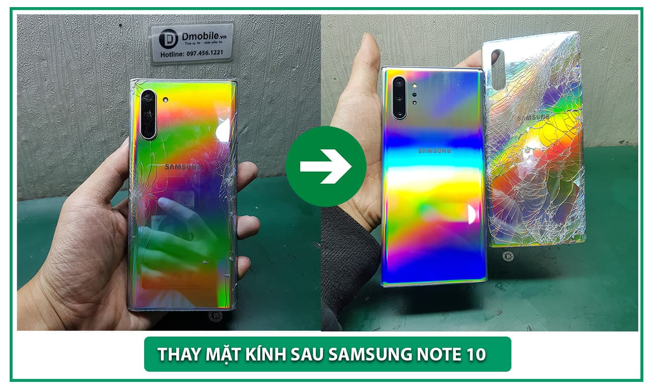 thay kính lưng samsung note 10 plus