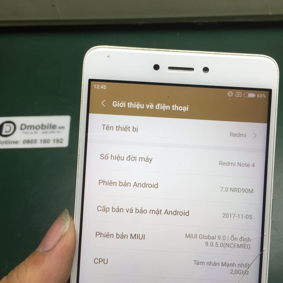 Thay mặt kính xiaomi redmi note 4